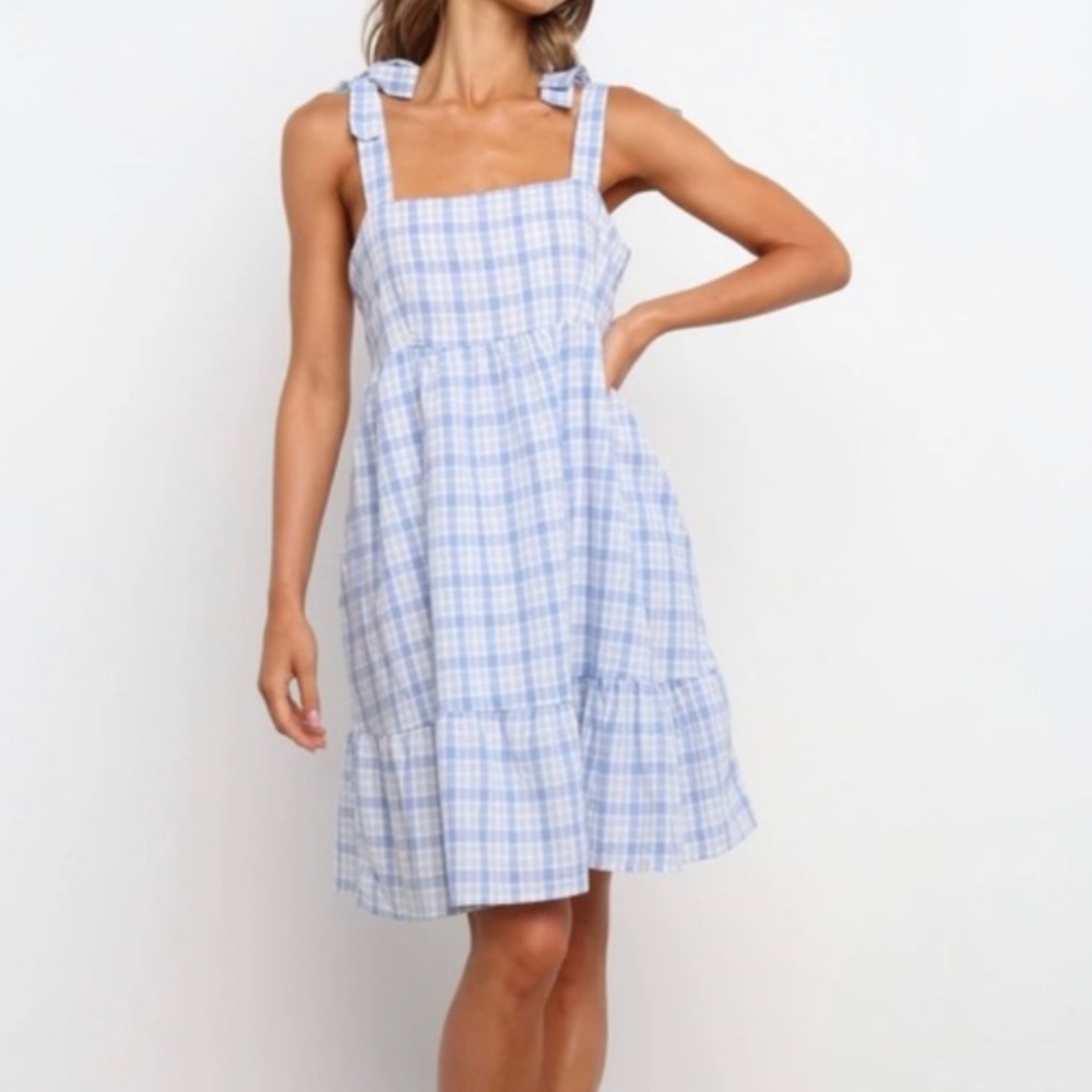 Petal & Pup Light Blue Plaid Midi Dress - Picture 8 of 8